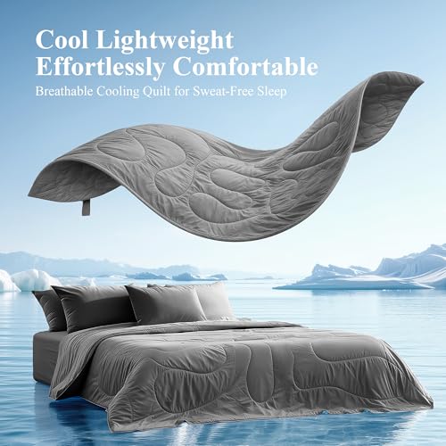 Cooling Comforter Queen Size 90x90 Inches Grey - Hot Sleeper Cooling Blanket
