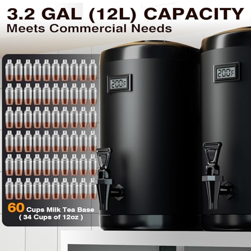 Insulated Beverage Dispenser 12L Stainless Steel Cold Drink Dispenser with Thermometer