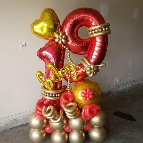 Red Number 9 Balloon 40 Inch, 9th Birthday Party Decorations for Children, Giant 9 Foil Balloon for Party Supplies
