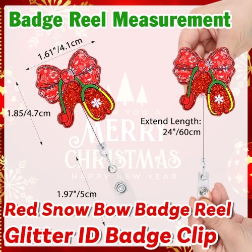 24 PCS Cute Christmas Badge Reels Bulk for Nurses, Retractable Winter