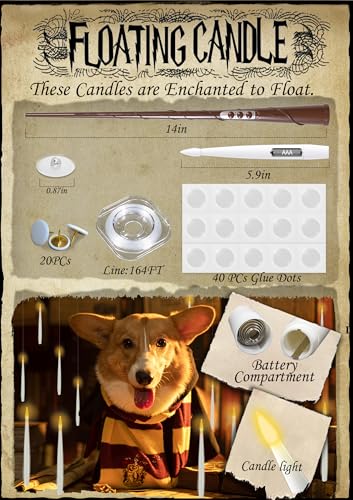 20PCS Halloween Floating Candles with Wand - Magic LED Flickering Decor