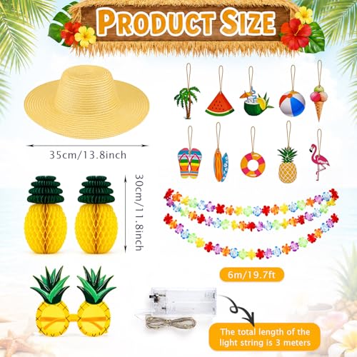 Hawaiian Christmas Tree Skirt & Party Decorations Set - 57 Pieces