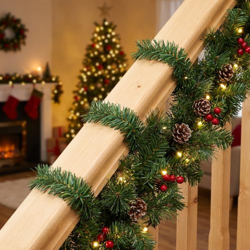 14 Inch 60 Pcs Christmas Artificial Pine Wire Hangers - Flexible Garland Ties