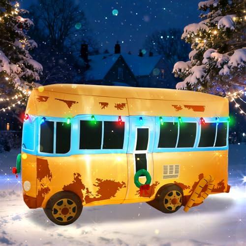 7FT Outdoor Inflatable Christmas RV Decoration with LED Lights - Yard Holiday Decor