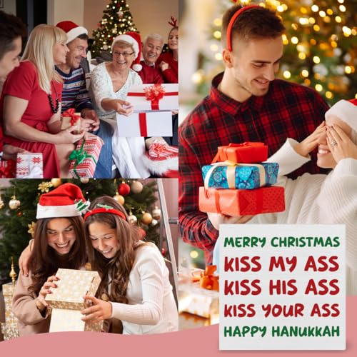 KISS Funny Christmas Decor 5x5 Wooden Sign - Rustic Desk Plaque by Wrpdrim