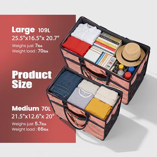 PASMAN Rose Gold Medium Reusable Grocery & Tote Bag with Wheels 70L