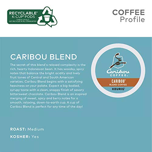 Caribou Blend Coffee Pods - Medium Roast, 24 Count Pack of 4 for Keurig