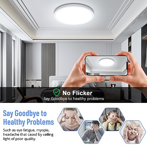 SunRider 4-Pack 12" LED Flush Mount Ceiling Light 5000K, 24W,