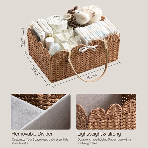 Caramel Baby Diaper Caddy with Removable Divider - Large Nursery Organizer