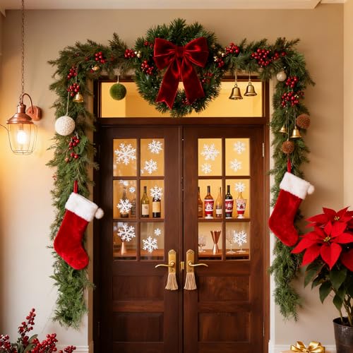 AKAUKIN 6Ft Real Touch Norfolk Pine Garland - 2 Pack Christmas Decor