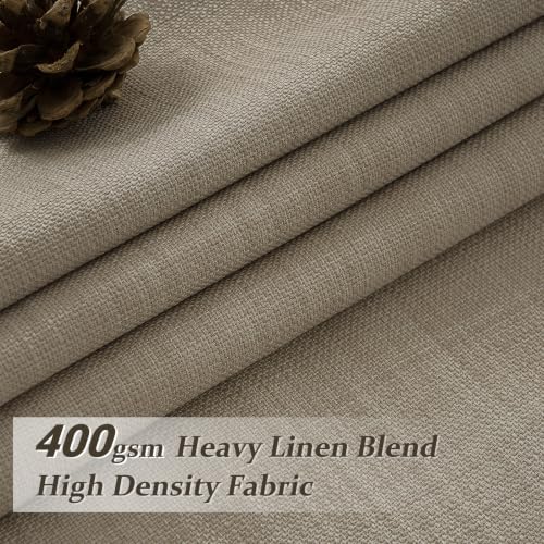 Blackout 4 Panels Set Pinch Pleated Linen Curtains 96 Inches Long for
