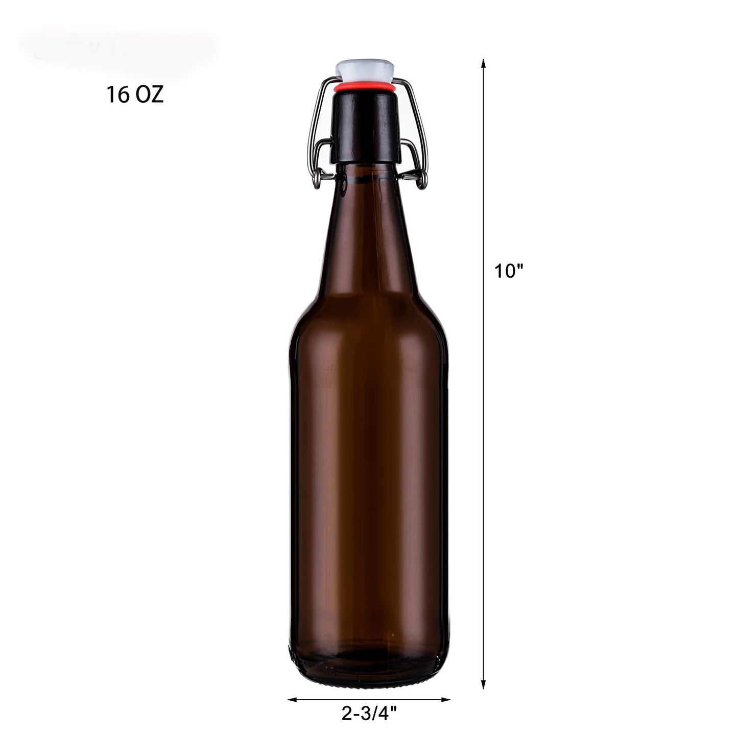 Jucoan 10 Pack Amber Glass Beer Bottles,16 oz Swing Top Glass Bottles with Airtight Flip Cap for Home Brewing Fermenting Beer, Kombucha, Kefir, Coquito, Soda, Wine, Beverage
