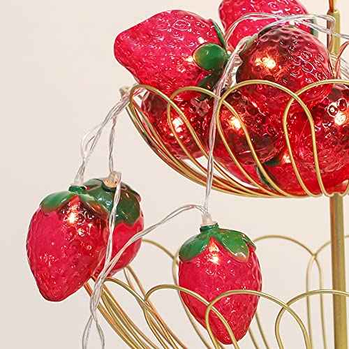 1.5 M/59 Inch Strawberry String Lights, 10 LEDs Strawberry Lights, LED Fairy Lights Fruit Strawberry String Lights for Wedding Home Birthday Garden Yard Patio