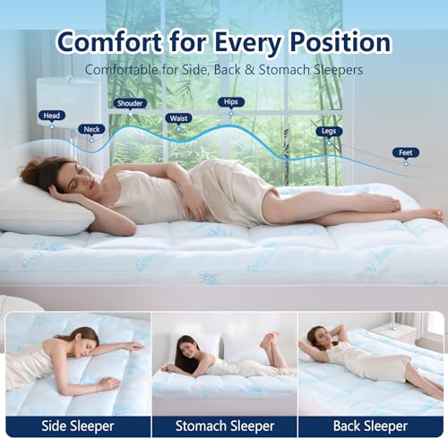 Waterproof Cooling Twin Mattress Topper - Breathable Gel Memory Foam & Plush Support