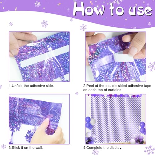 Snowflake Decorations 3 Sheets Iridescent Purple Hanging Snowflake Streamers Garland Winter Wonderland Foil Fringe Curtains Backdrop Lavender Frozen Party Decorations