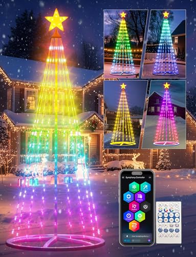 BraveDream 9ft Smart RGB Lighted Christmas Cone Tree Outdoor Indoor with App & Remote Control