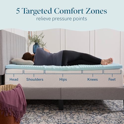 2 Inch Gel Memory Foam Mattress Topper Queen - 5 Zones Cooling Plush US CertiPUR