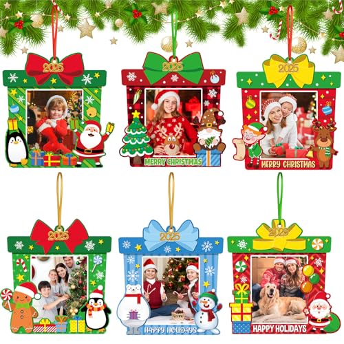 Thyle 6 Pcs Christmas Picture Ornaments Gift Box – 2025 Frame Set