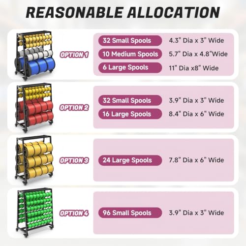 Heavy-Duty Wire Spool Rack with Locking Casters & Accessories for Industrial Use