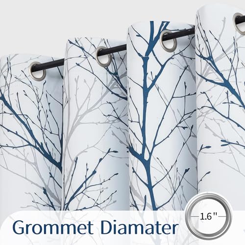 Blue Grey Tree Branch Blackout Curtains - 84 Inch, Pack of 2, Variation of THIS listing
