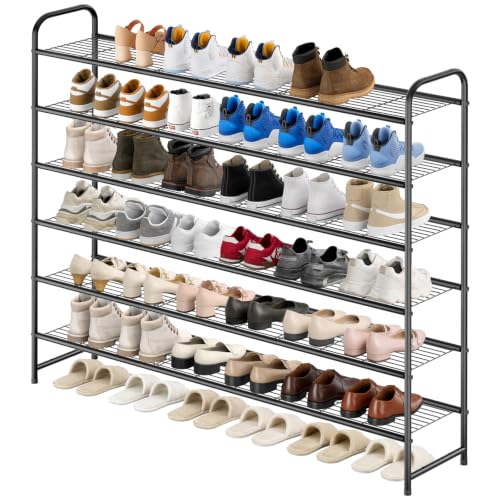 Large 6-Tier Metal Shoe Rack Organizer for Entryway & Bedroom - Black, 11.4 x 43 x 37.8 in