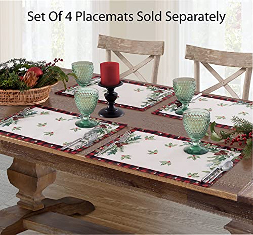 Lintex Aspen Christmas Tablecloth 60 x 102 inch Rectangle – Red & Black Buffalo Plaid with Garland Border