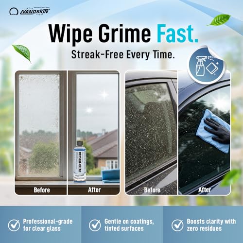 Nanoskin Crystal-Clear VOC-Free Glass Cleaner 640 Fl Oz - Streak-Free Surface & Vehicle Glass