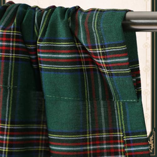 Fanfanwin 2-Pack Christmas Scottish Tartan Valance Curtains 56x16 Inches