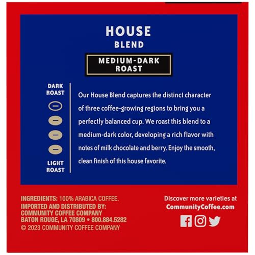 Community Coffee House Blend Coffee Pods - Medium Dark Roast, 72 Count Compatible with Keurig