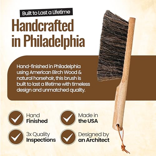 13 Inch Horsehair Dustpan Brush - Handmade Woodworking & Furniture Cleaner