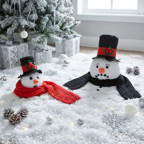 2 Pcs Christmas Plush Melting Snowman Decorations - Winter Holiday Decor