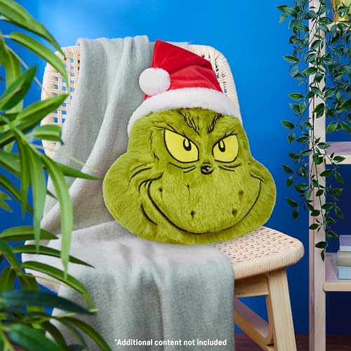 Grinch 3D Plush Pillow Cushion for Christmas Decor, 21x14 Inches