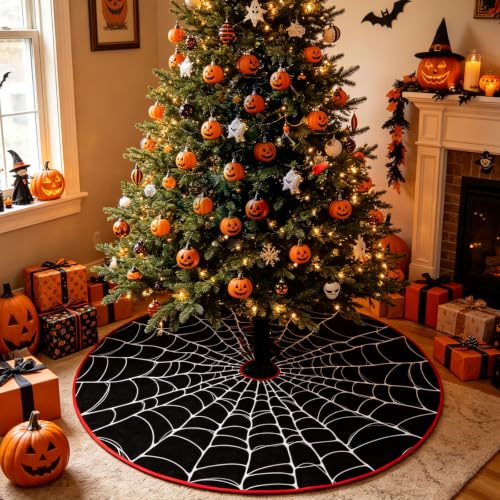 VDKIDKT Reversible Halloween Christmas Tree Skirt 36 Inch Dual-Sided Decor
