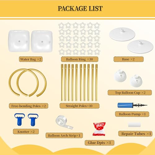 Gold Balloon Arch Kit with Adjustable Half Arch Stand - 8.2FT & 6FT