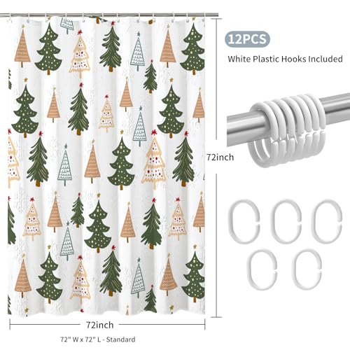 Christmas 3D Snowflake Embossed Shower Curtain, 72"x72", Forest