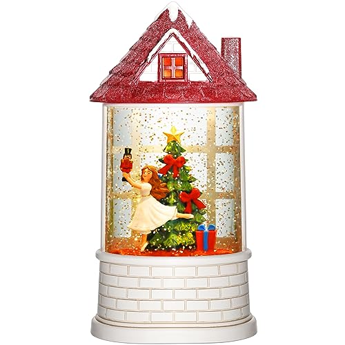 Christmas Snow Globe Ballerina Nutcracker Lantern with Music & Lights - 8.2"