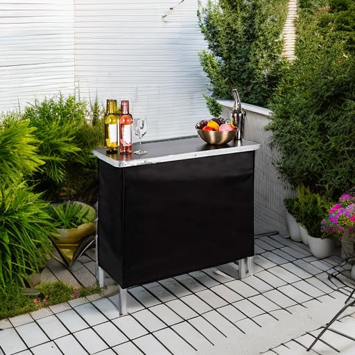 Portable Pop-Up Bar Table with Carrying Case for Indoor Outdoor Parties