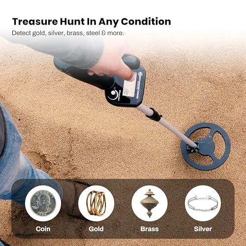 Junior Metal Detector for Kids - Lightweight & Adjustable Treasure Hunter with 6.5" Coil