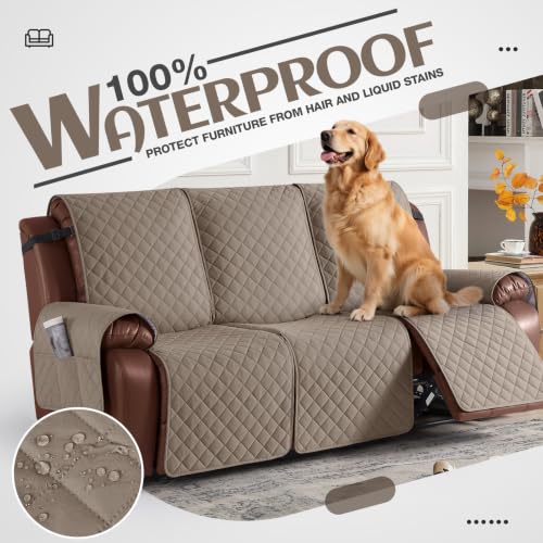 Waterproof Recliner Sofa Cover 3 Seater Taupe - Washable & Non-Slip Fit