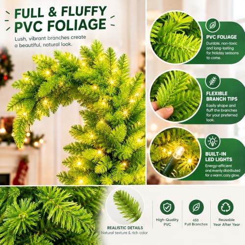 5.8FT Prelit Christmas Tree with Timer Remote - Artificial Xmas Tree for Indoor Holiday Decor - A-Light Green