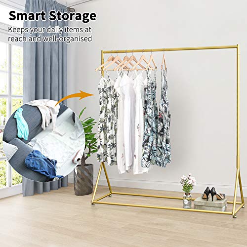 Gold Metal Clothing Rack Freestanding Heavy Duty Garment Rack for Bedroom & Retail