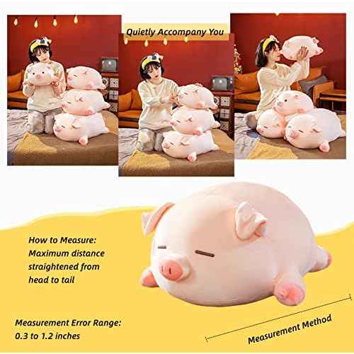 Pig Stuffed Animal Plush Pillow - 15.7'' Kawaii Soft Pig Hugging Pillow, Adorable Cuddle Plush Toy, for Kids, Girlfriend, or Adults, Perfect for Christmas and Birthdays (Squint, 15.7in)