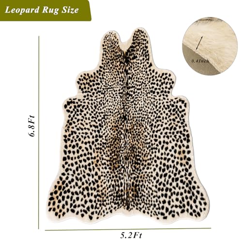 Leopard Print Rug - 6.8x5.2 Ft Faux Cheetah Animal Carpet for Home Decor