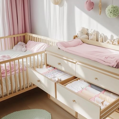 Pink Drawer Organizer Clothes Set 10 Pack - Foldable Closet Dividers for Baby & Kids