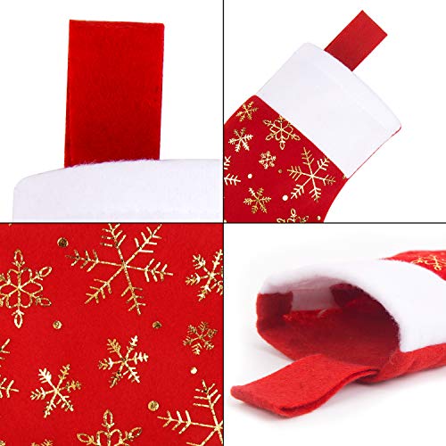 DIYASY Glitter Snowflake Christmas Mini Stockings 12 Pcs - 8 Inch Felt Holiday Gift Holders