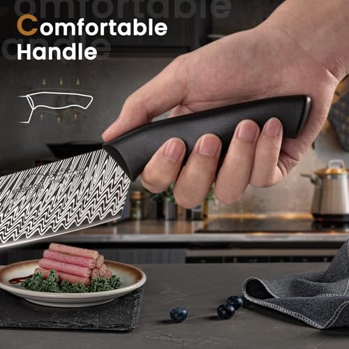 15-Piece Kitchen Knife Set with Built-In Sharpener and Block - German High-Carbon Steel