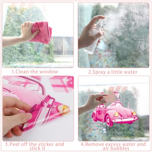 Pink Christmas Window Clings - 8 Sheets Holiday Decor for Glass & Surfaces