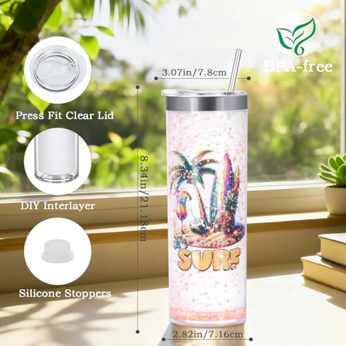 Temolulu 20 Oz Double Wall Sublimation Snow Globe Tumbler 8 Pack - Insulated DIY Glitter Cups