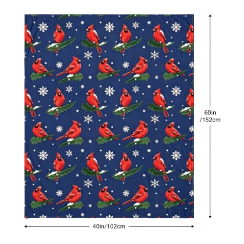 40x60 inch Cardinal Throw Blanket - Christmas Winter Home Decor Gift for Women