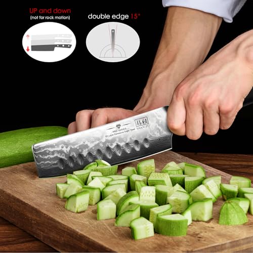 Nakiri Knife - 7 Inch Damascus Japanese Steel Kitchen Chef Knife